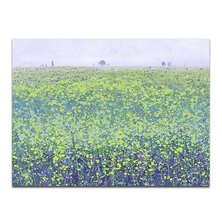 Wild Flowers, Sea of Flowers - Hand Print on Canvas Flower Painting Wall Pictures For Living Room