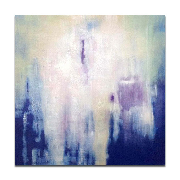 Dark Blue Painting White Abstract Painting Contemporary Art Acrylic Paint Canvas | Cloud that falls in weightlessness