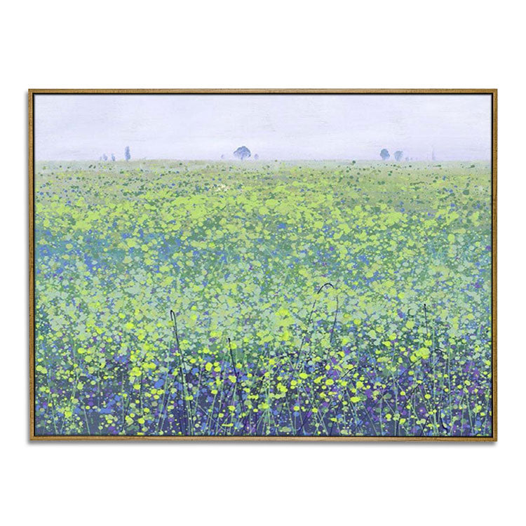 Wild Flowers, Sea of Flowers - Hand Print on Canvas Flower Painting Wall Pictures For Living Room