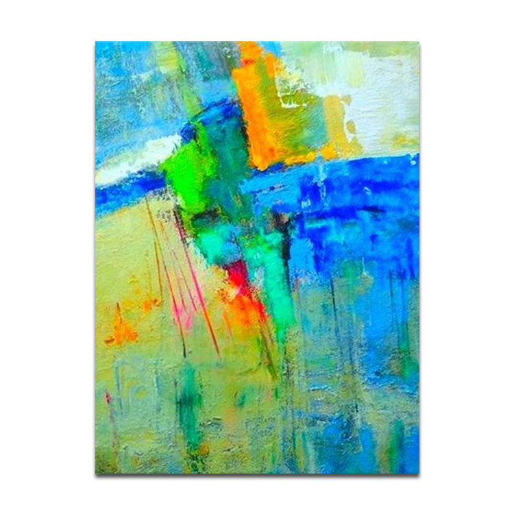 Colorful Abstract Painting in Blue, Yellow and White | Sense of space