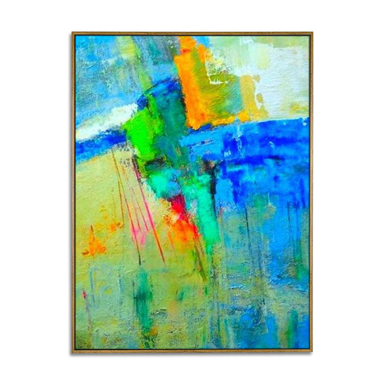 Colorful Abstract Painting in Blue, Yellow and White | Sense of space