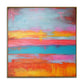Large Canvas Art Original Orange And Red Art Blue Canvas Acrylic Abstract Texture Art | Lake