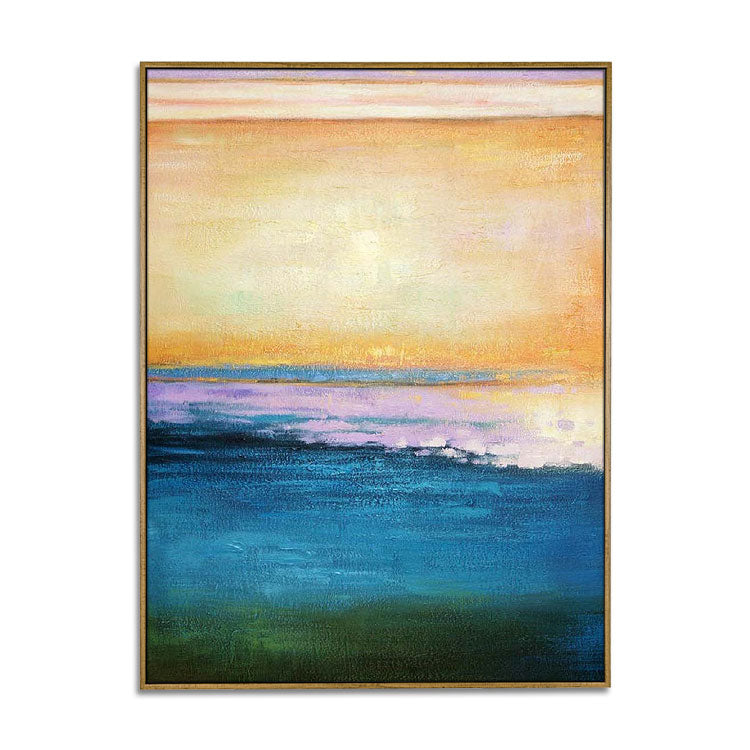 Sunset And At High Tide - Handmade Sunset Canvas Oil Painting Scenery Wall Art