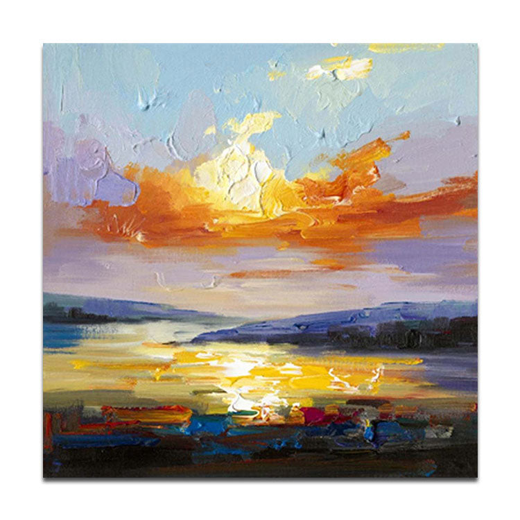 Large Modern Painting Abstract Art Canvas Office Decor  Original Art Painting | Sunrise scenery