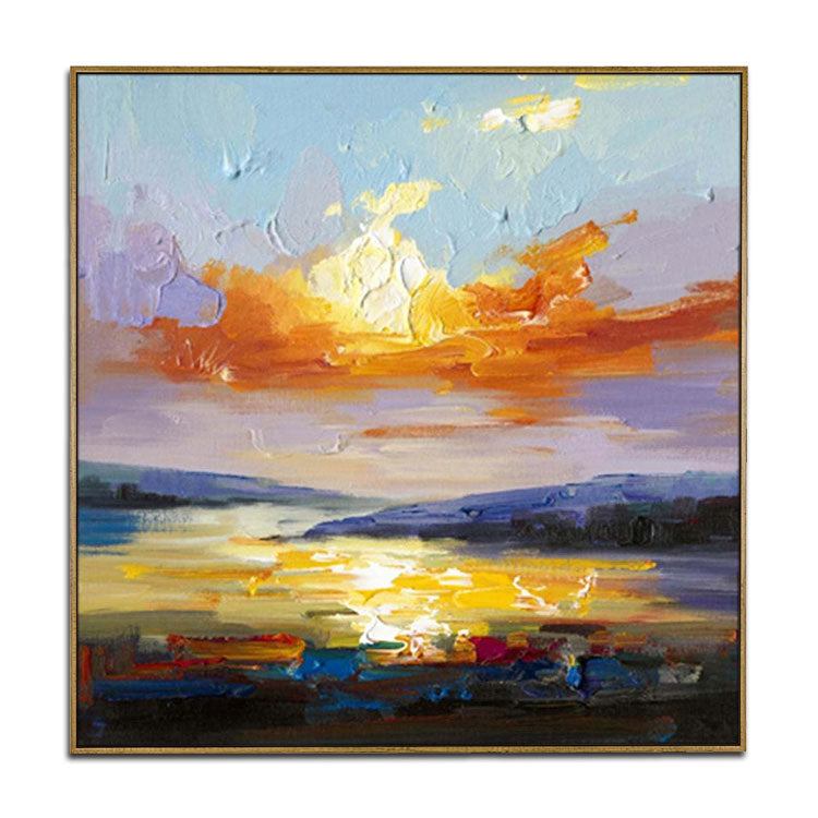 Large Modern Painting Abstract Art Canvas Office Decor  Original Art Painting | Sunrise scenery