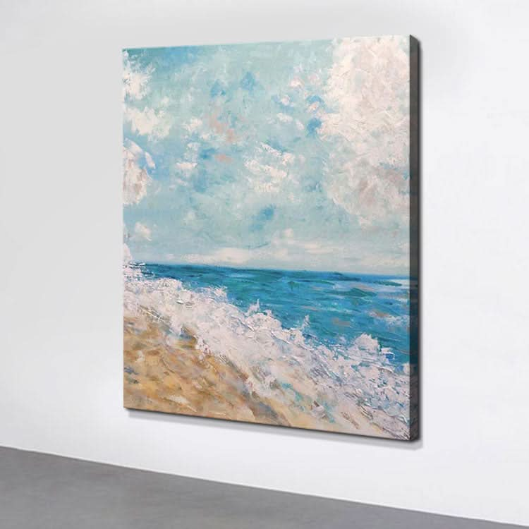 The Waves Dashed Against The Shore - Handmade Beach Wall Art Sea Oil Painting on Canvas