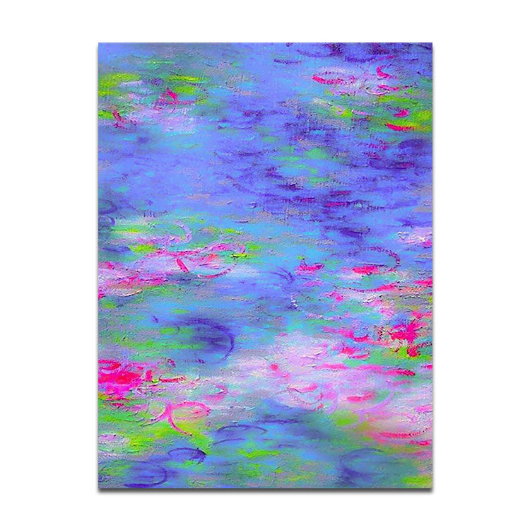 Lotus Pond - Hand Painting Flower Canvas Wall Art Lotus Floral Oil Painting