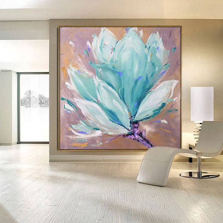 Colorful Painting White Abstract Painting Red Abstract Art Blue Wall Art Modern | Blooming flowers