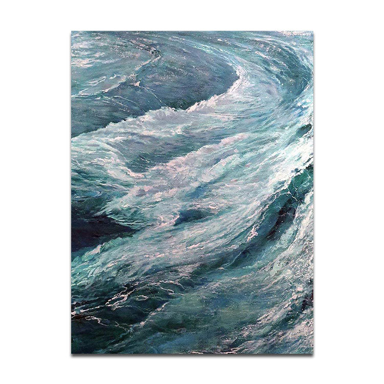 The Wind Blew The Waves - Handmade Scenery Wall Art Waves Canvas Oil Painting