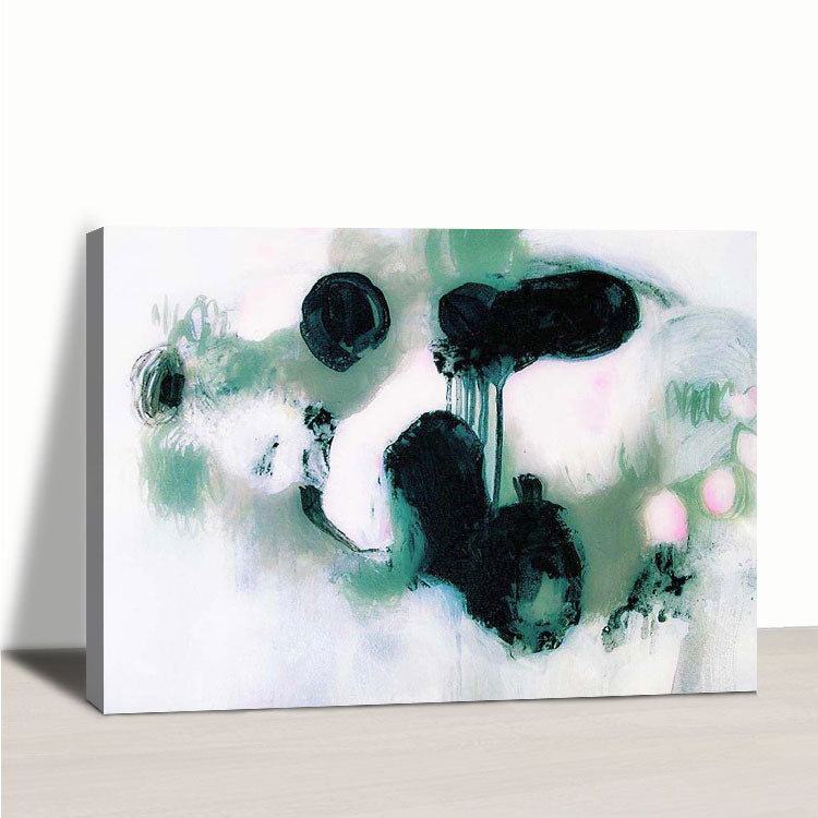 Large Black, Green, and White Abstract Painting | Flight