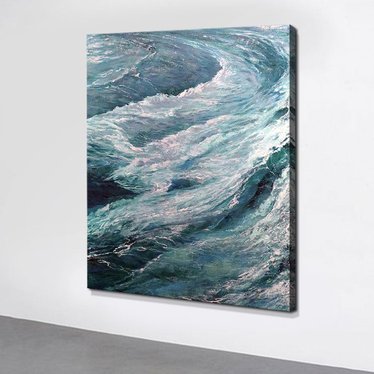 The Wind Blew The Waves - Handmade Scenery Wall Art Waves Canvas Oil Painting