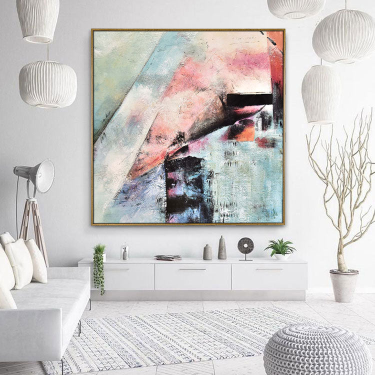 Oil Painting Handmade Oil Painting Original Large Oil Painting Canvas Restaurant Painting Modern Red Blue Wall Art Painting | The pressure behind a man