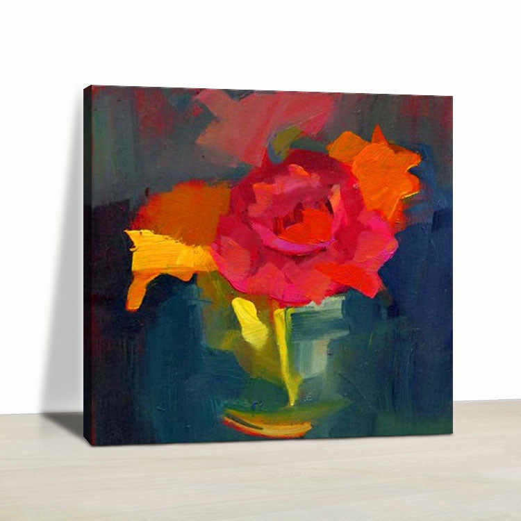 Oil Painting Handmade Oil Painting Original Modern Paintings Large Canvas Wall Art Red Green Wall Art Painting | Vase with Flowers