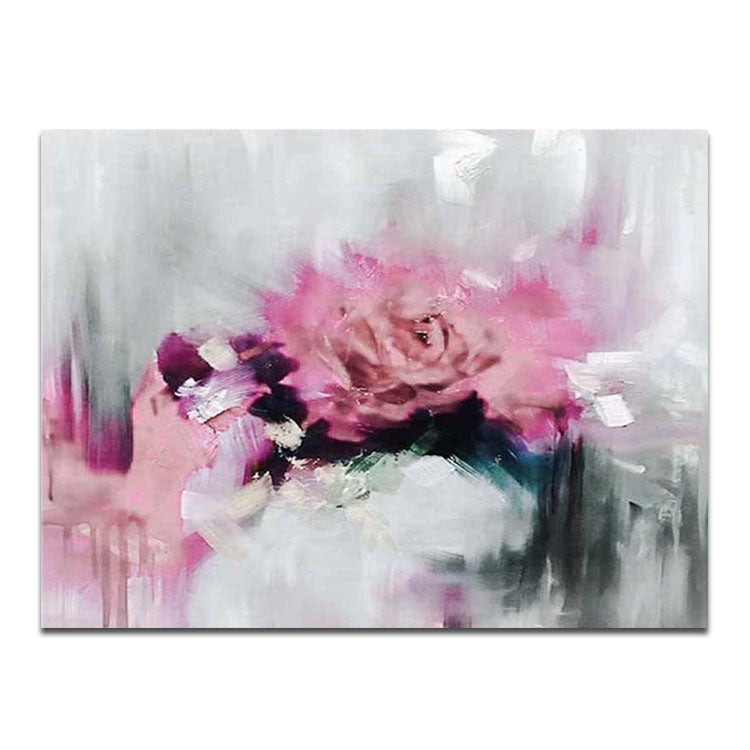 Forgotten Love - Hand Painted Pink Flower Oil Painting Modern Abstract Wall Art