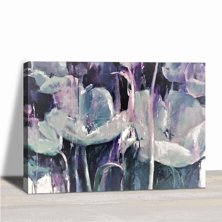 Lotus Leaf- Hand Painting Plant Canvas Wall Art Lotus Floral Oil Painting