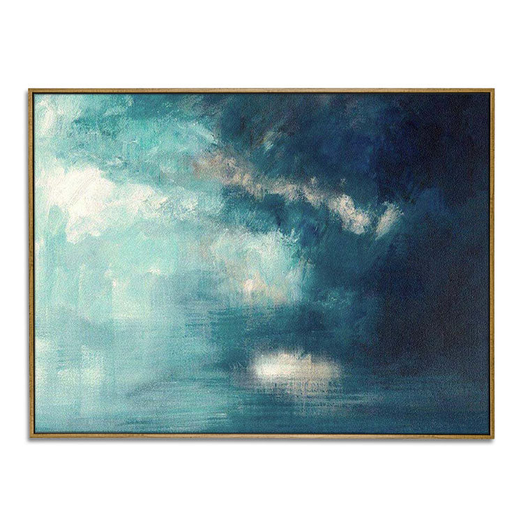 Morning Light - Handpainted Blue Green Seascape Wall Art Coastal Oil Painting