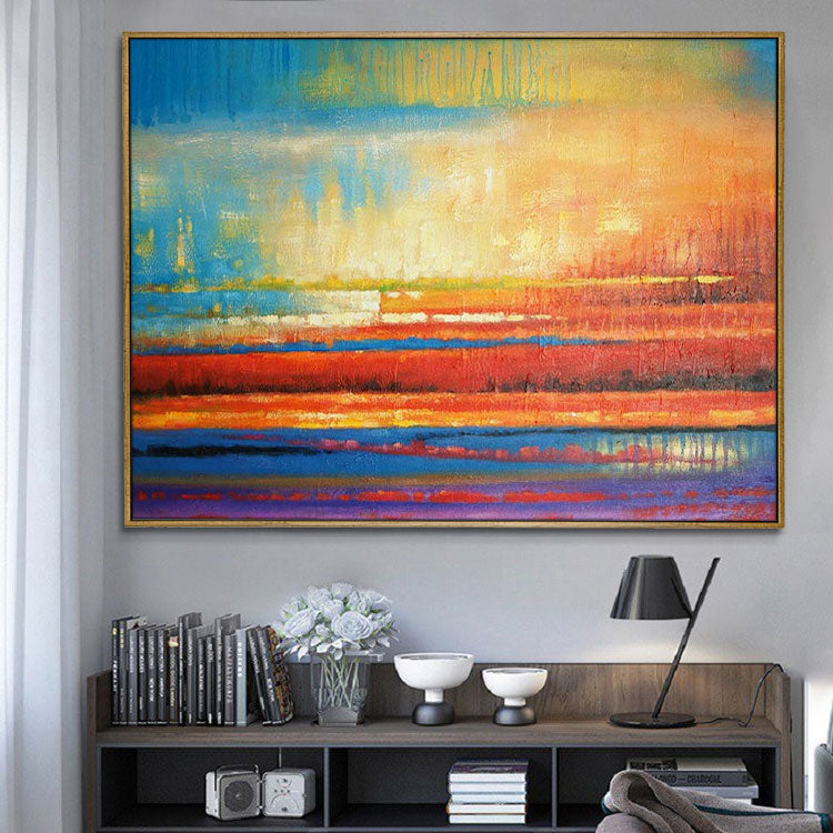 Sunset Glow - Handmade Landscape Wall Art Sunset Oil Painting on Canvas