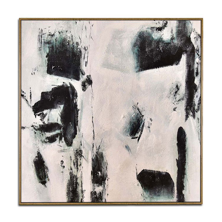 Black Abstract Art White Painting Home Decor Wall Art Original Art Painting Large Painting Canvas Contemporary Art | Protruding rock