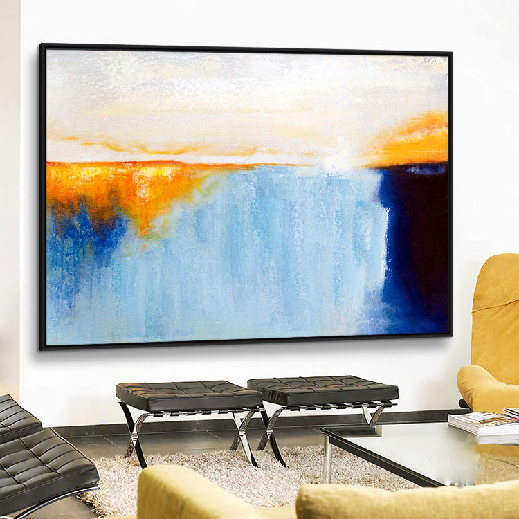 Waterfall Painting on Canvas - Handmade Acrylic Wall Art Creative Landscape Painting on Canvas