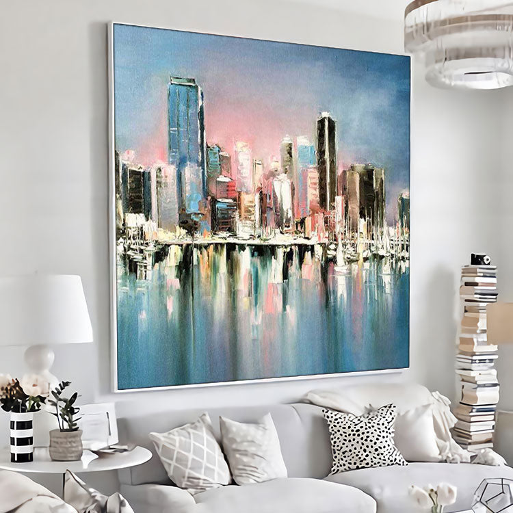 Large Modern Painting Large Canvas Art Original Oil Painting Bedroom Modern Art Paintings | The City that Never Sleeps