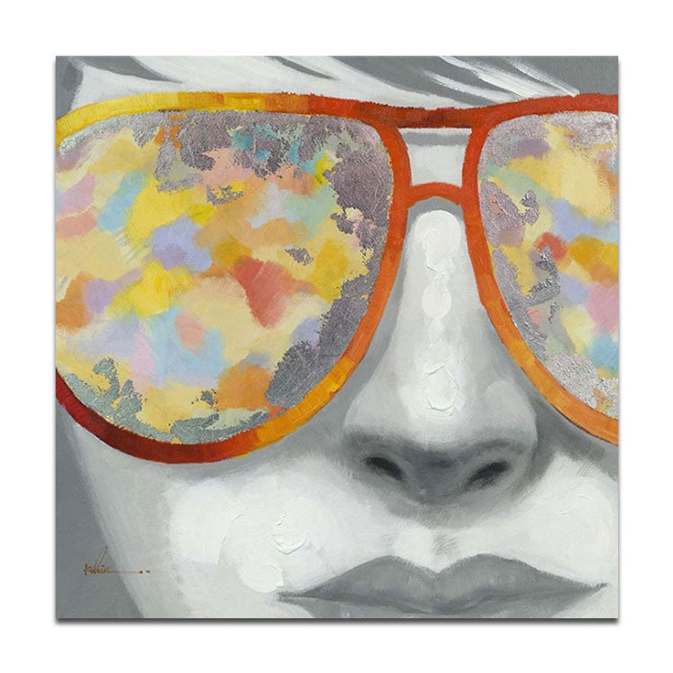 Hand-painted original abstract girl oil painting original girl painting | The girl with glasses