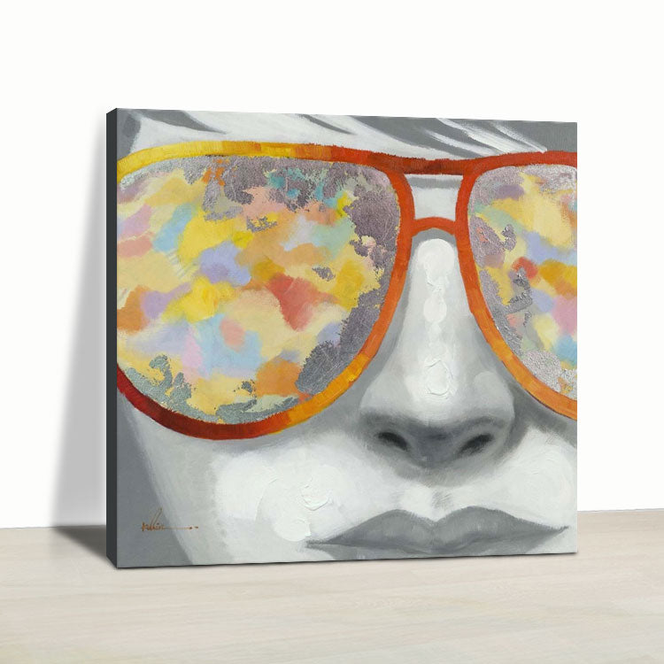 Hand-painted original abstract girl oil painting original girl painting | The girl with glasses