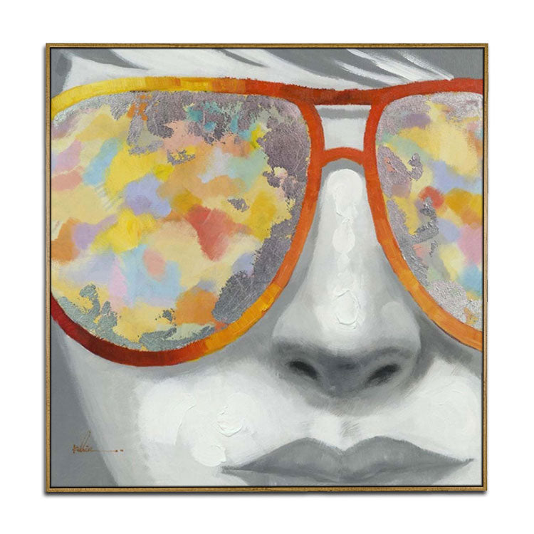 Hand-painted original abstract girl oil painting original girl painting | The girl with glasses