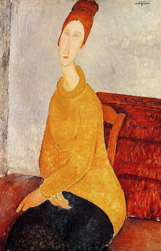 Jeanne H buterne in a Yellow Sweater