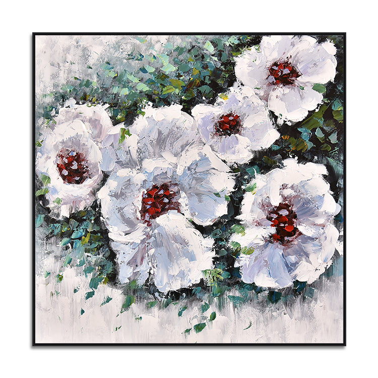 Large Acrylic Abstract Painting White Painting Leaf Painting Original Art Painting | Flowers