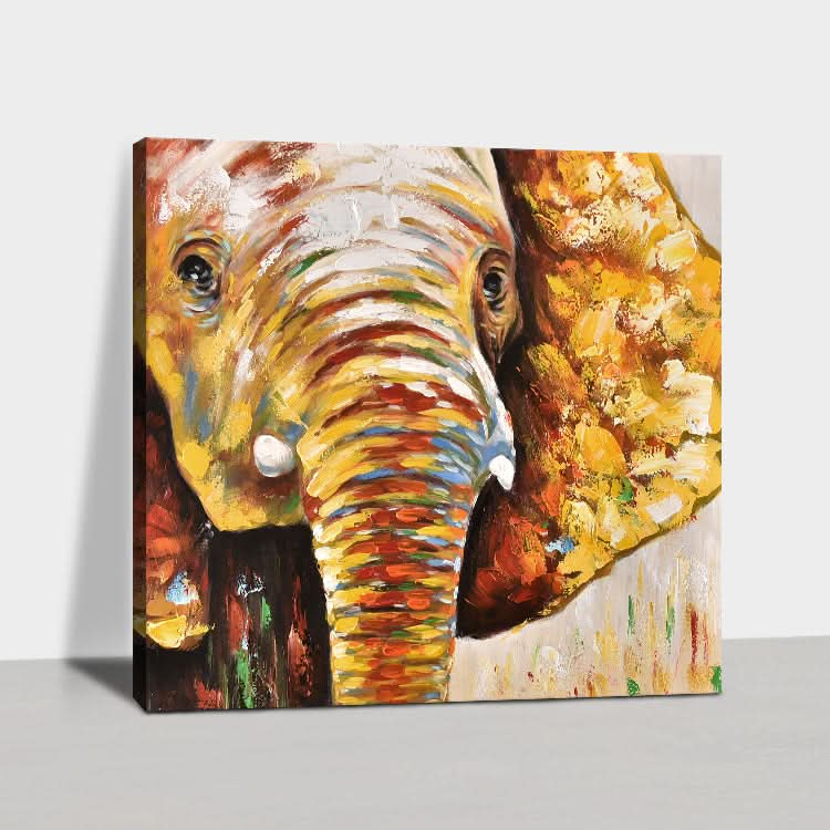 Hand Painted Abstract Oil Painting Original Art Painting Painting Modern Yellow And Red Painting | Yellow gold elephant