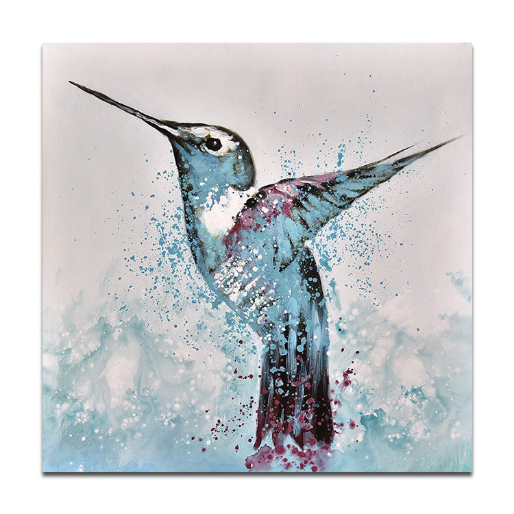 Hummingbird Abstract Oil Painting Living Room Oversized Painting Contemporary Art | Hummingbird