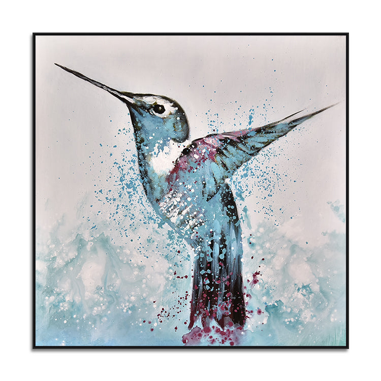 Hummingbird Abstract Oil Painting Living Room Oversized Painting Contemporary Art | Hummingbird