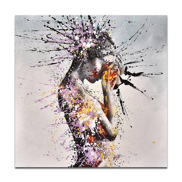 Black And Gray Paintings On Canvas Ballet Wall Art Dancer Girl Painting | A woman growing hurt