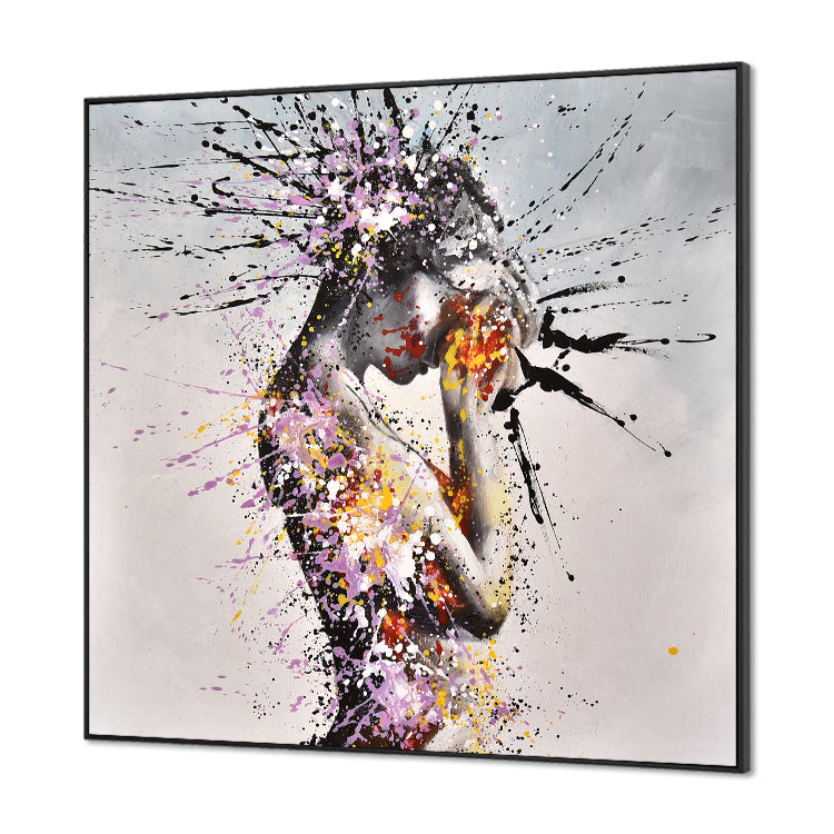 Black And Gray Paintings On Canvas Ballet Wall Art Dancer Girl Painting | A woman growing hurt