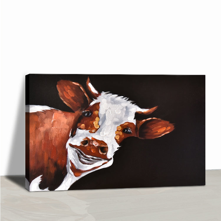 No Dead Angle Gaze - Hand Animal Canvas Wall Art Bull Painting