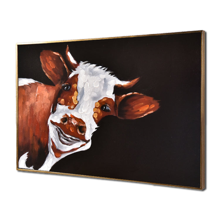 No Dead Angle Gaze - Hand Animal Canvas Wall Art Bull Painting