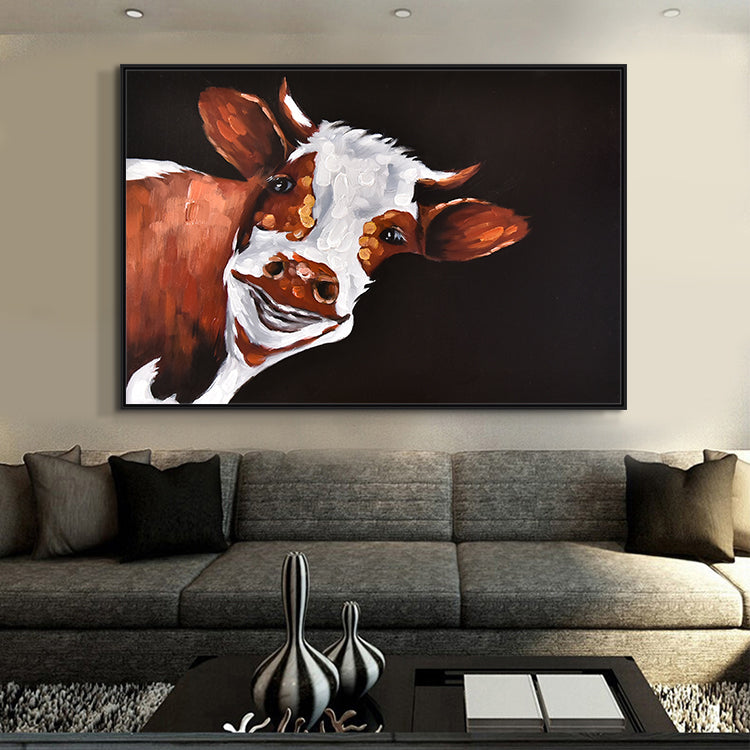 No Dead Angle Gaze - Hand Animal Canvas Wall Art Bull Painting