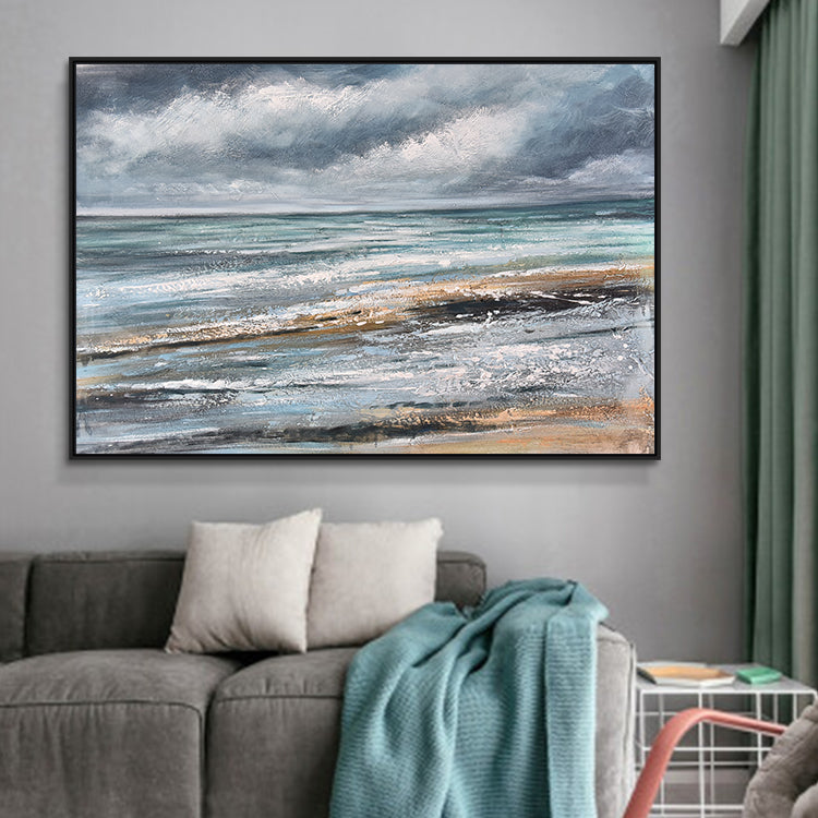 The Calm Before The Storm - Handmade Oil Painting On Canvas Art Print Beach Wall Art