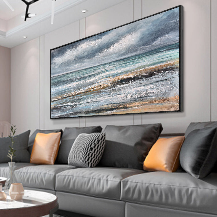 The Calm Before The Storm - Handmade Oil Painting On Canvas Art Print Beach Wall Art