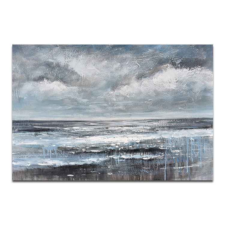 Sky And Water Merge At The Horizon - Hand Painting Canvas Art Print Natures Art