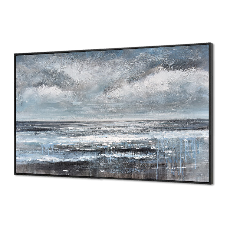 Sky And Water Merge At The Horizon - Hand Painting Canvas Art Print Natures Art