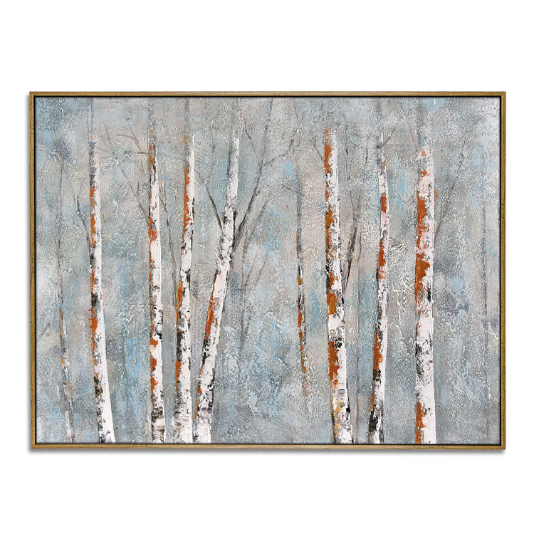 Grove - Handmade Birch Forest Canvas Painting Tree Wall Art