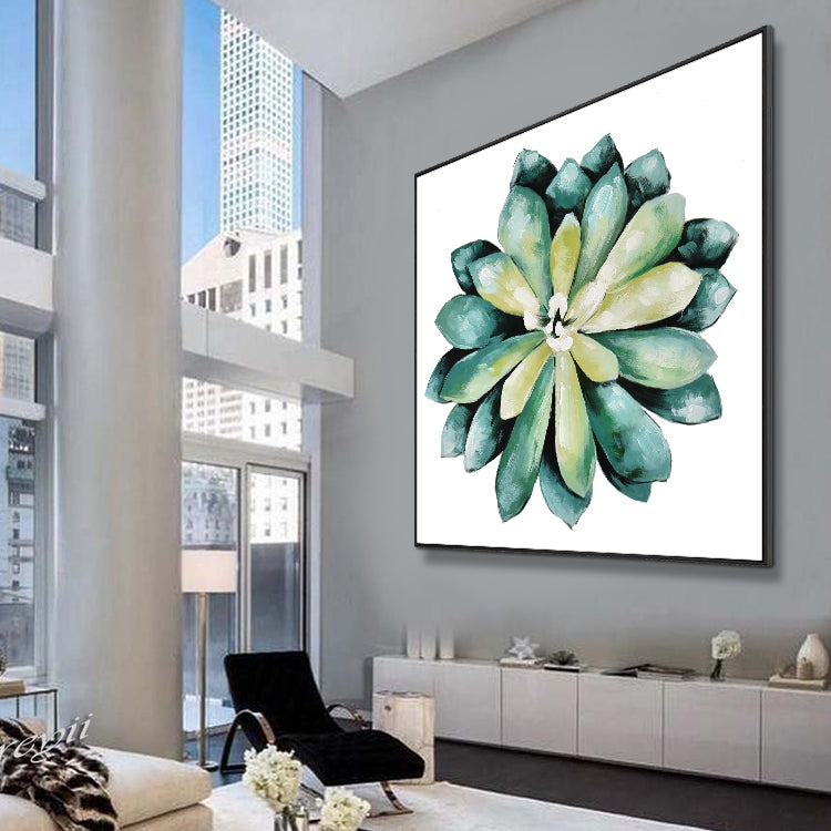 Handmade Abstract Oil Painting Original Painting On Canvas Restaurant Hand Painted Oil Painting | Succulent plant