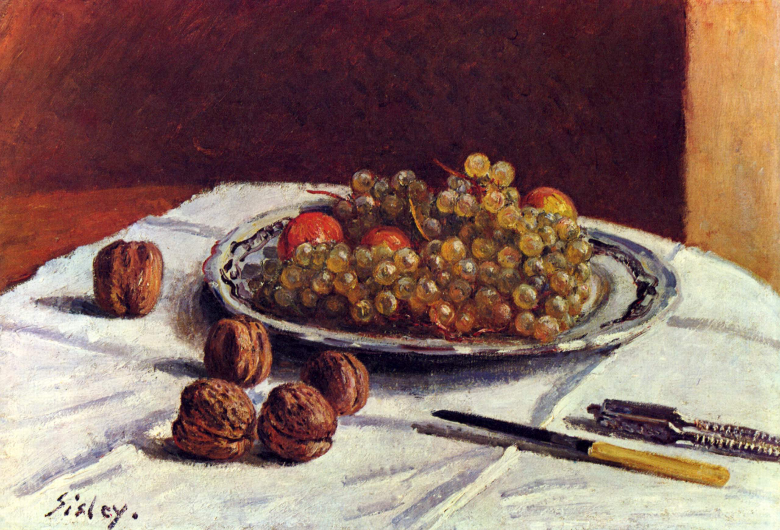 Still life grapes and nuts